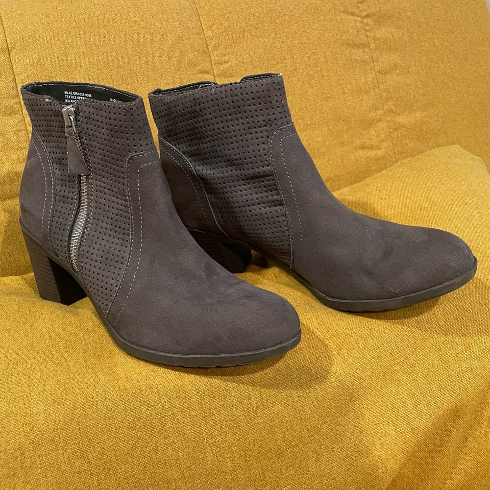 Gray Heeled Ankle Booties